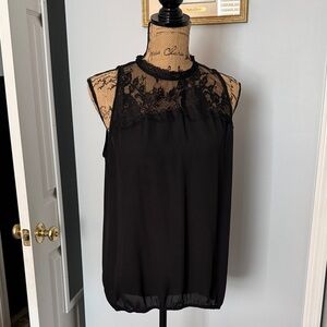 New York & Company Black Lace Yoke Sleeveless Camisole